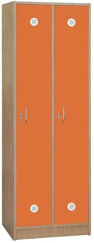 SSL - 180 - 80 šatní skříň dřevěná, 2-dveřová, háček, 1800 x 800 x 500, sokl, korpus buk royal/dveře pomeranč